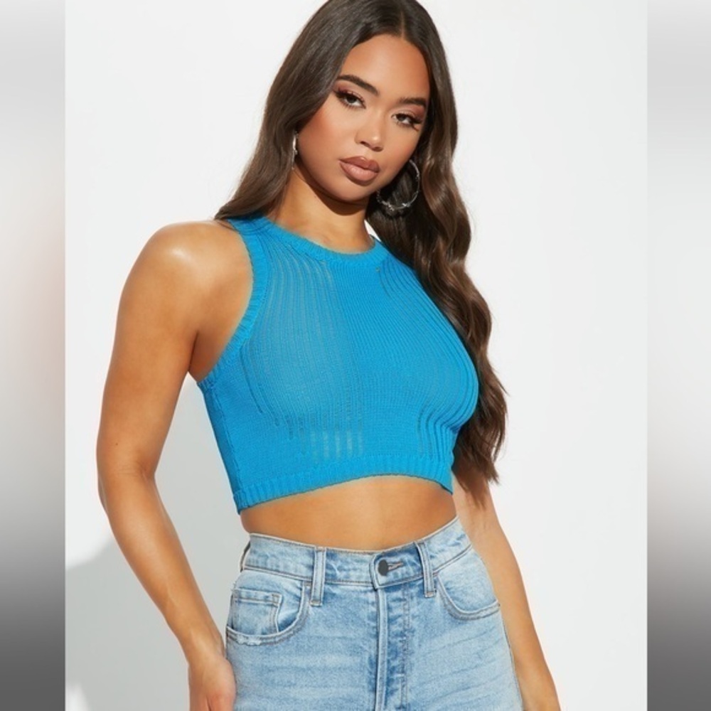 Show Your Worth Sweater Tank Top - Blue Size‎ Large REFFNB